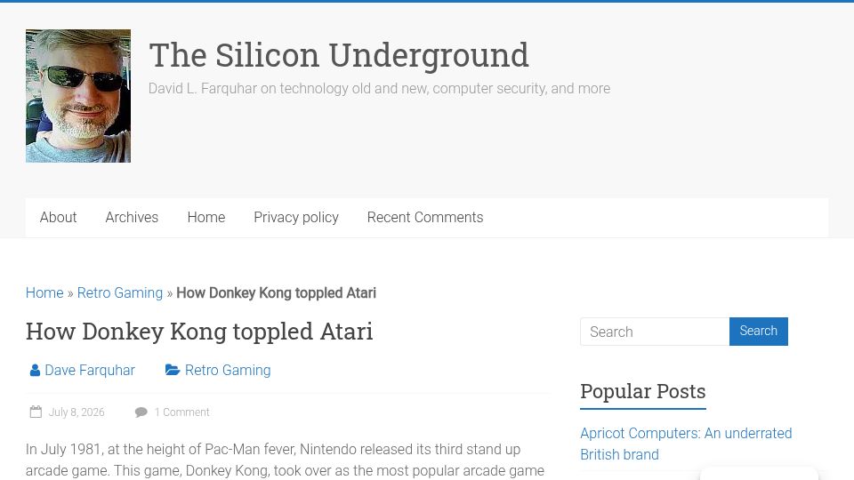 Screenshot of dfarq.homeip.net: How Donkey Kong Toppled Atari
