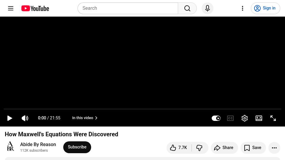 Screenshot of youtube.com: Maxwell's Equations Were Discovered [video]