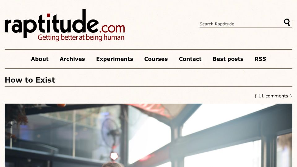 Screenshot of raptitude.com: How to Exist