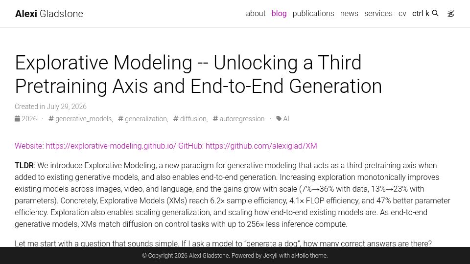 Screenshot of alexiglad.github.io: Explorative modeling: Train on the best of K guesses