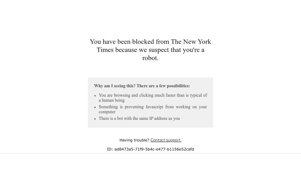 Screenshot of nytimes.com: Scope of Hacks on U.S. Water Supply Widens as Evidence Points to Iran