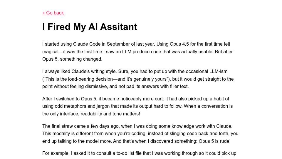 Screenshot of chreke.com: I Fired My AI Assitant