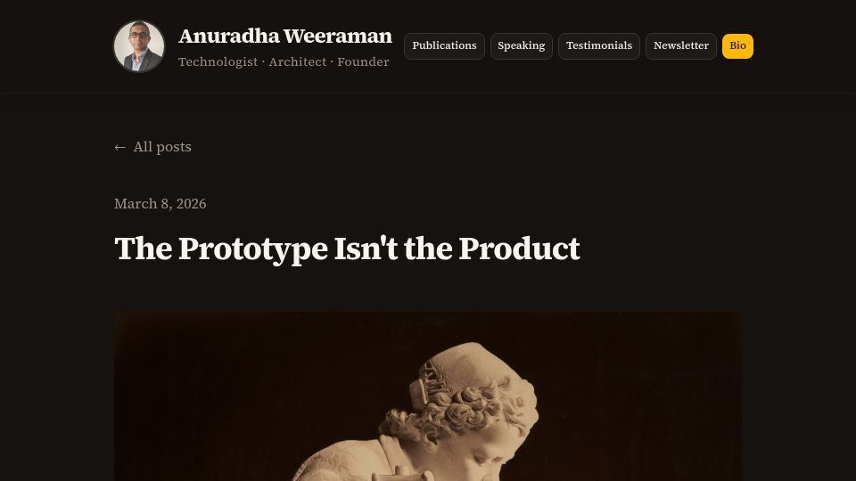 Screenshot of weeraman.com: AI doesn't generate working products, that's still your job