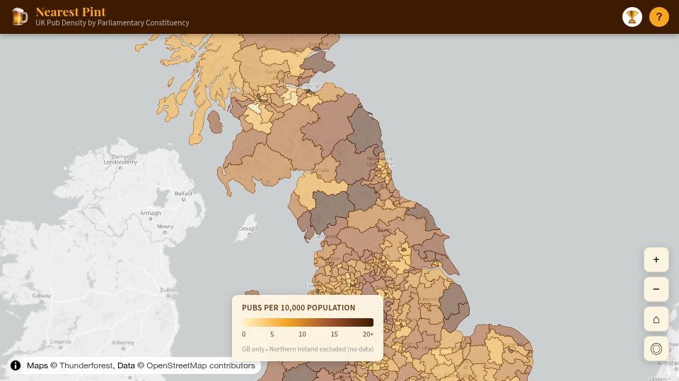 Screenshot of knowwhereconsulting.co.uk: Nearest Pint