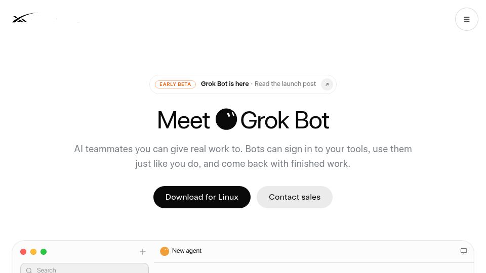 Screenshot of x.ai: Grok Bot