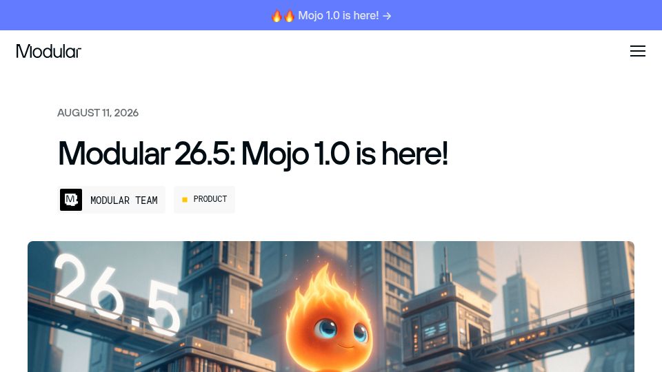 Screenshot of modular.com: Mojo 1.0