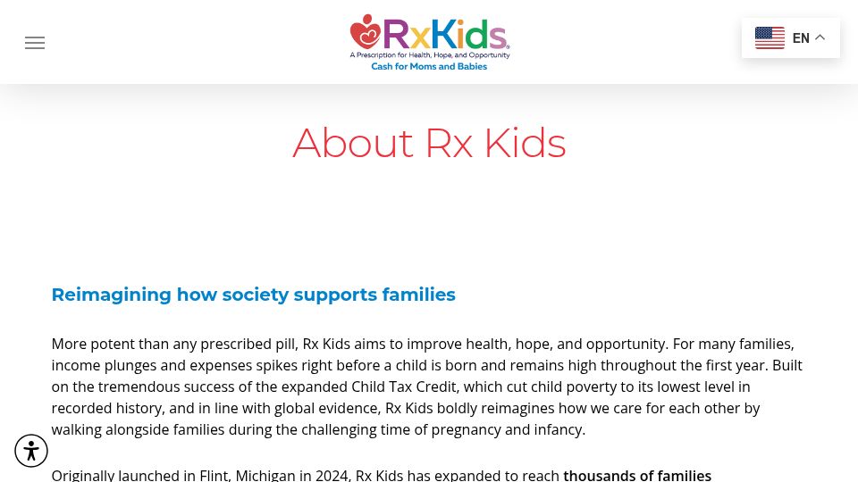 Screenshot of rxkids.org: About Rx Kids
