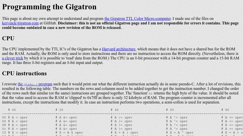 Screenshot of iwriteiam.nl: Programming the Gigatron