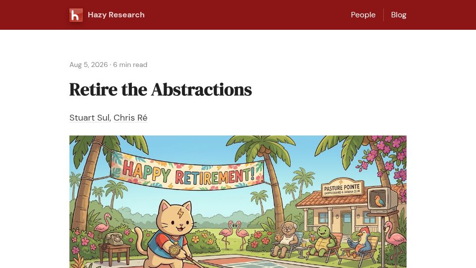 Screenshot of hazyresearch.stanford.edu: Retire the Abstractions