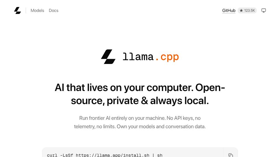 Screenshot of llama.app: llama.cpp