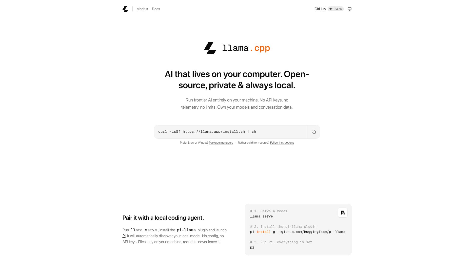Screenshot of llama.app: llama.cpp