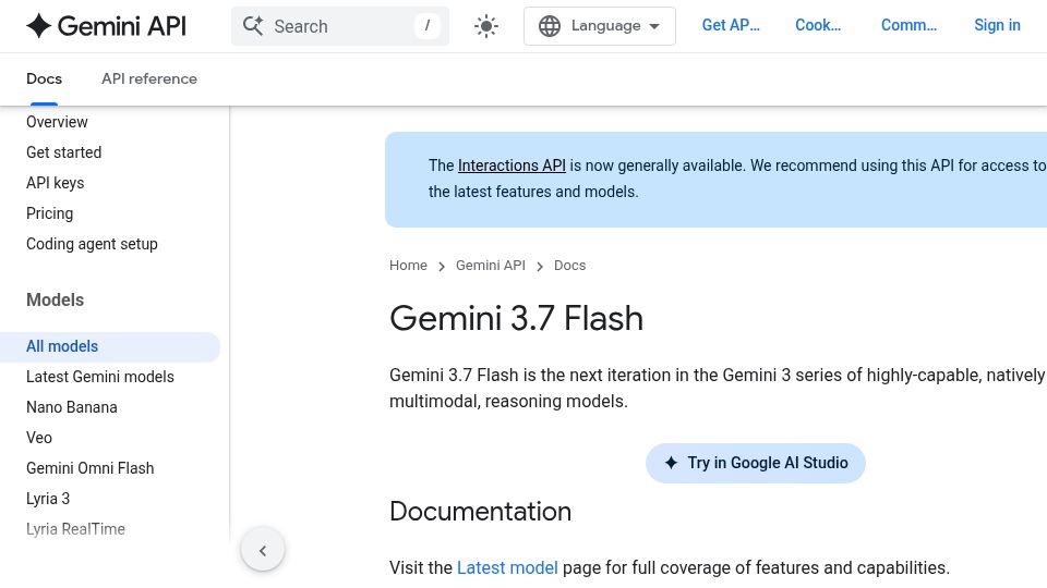 Screenshot of blog.google: Gemini 3.7 Flash
