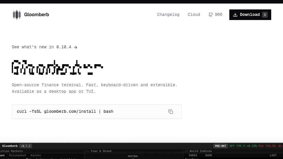 Screenshot of gloom.sh: Gloomberb