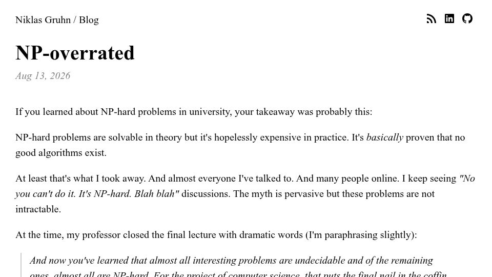 Screenshot of gruhn.me: NP-overrated