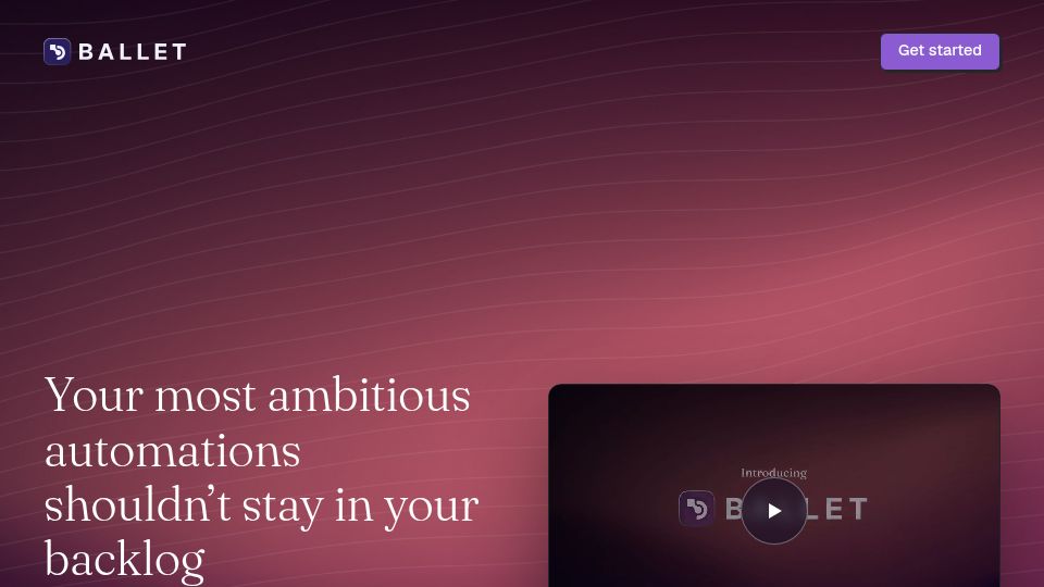 Screenshot of ballet.dev: Show HN: Ballet – Workflow automation that writes integrations against any API