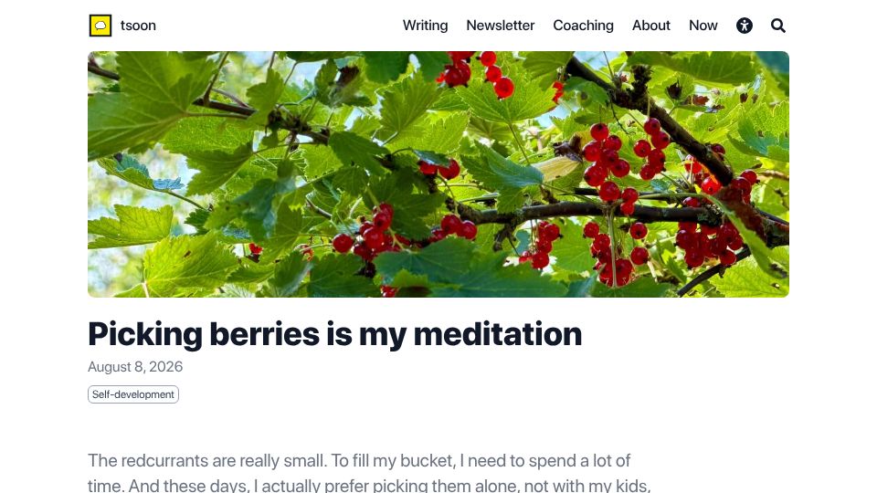 Screenshot of tsoon.com: Picking berries is my meditation