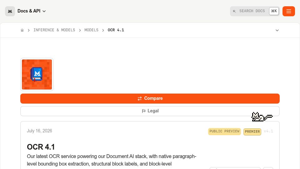 Screenshot of docs.mistral.ai: Mistral OCR 4.1