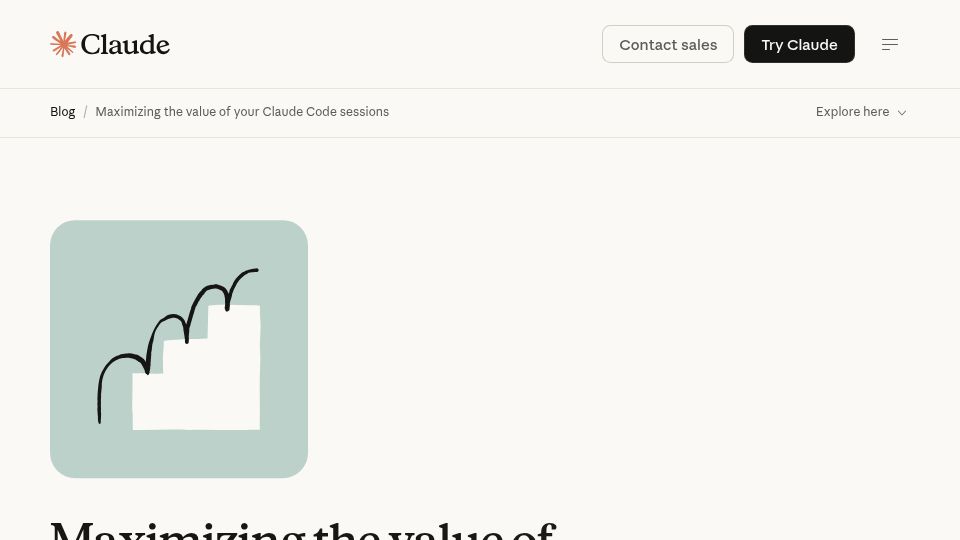 Screenshot of claude.com: Maximizing the value of your Claude Code sessions