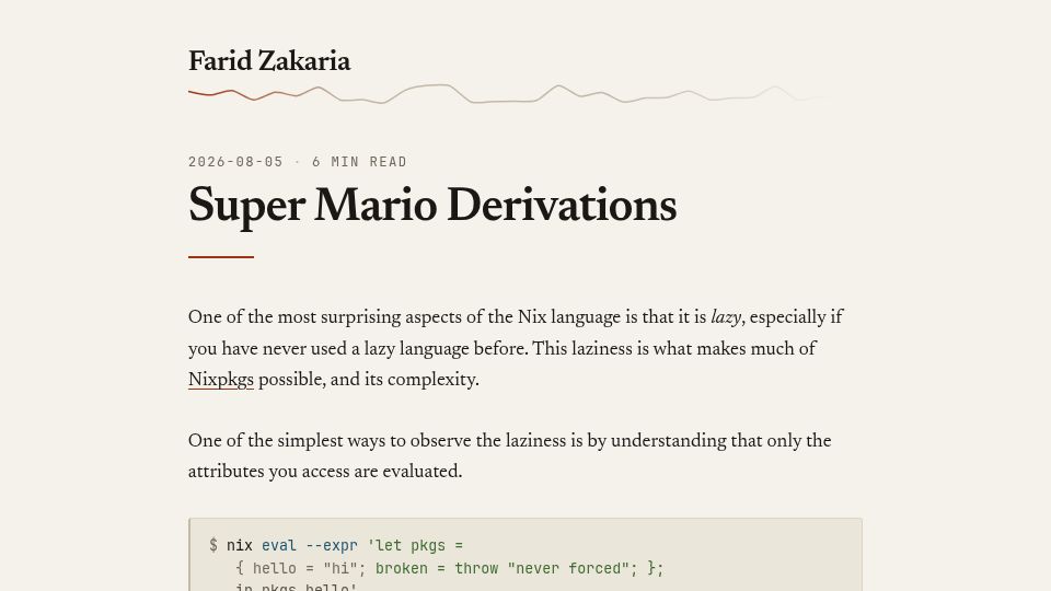 Screenshot of fzakaria.com: Super Mario Derivations