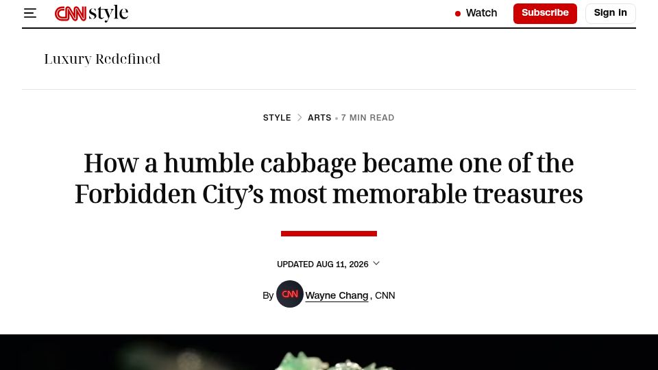 Screenshot of cnn.com: A humble cabbage became one of the Forbidden City’s treasures (2025)