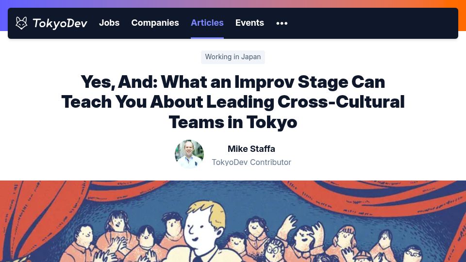 Screenshot of tokyodev.com: What an improv stage can teach you about leading cross-cultural teams in Tokyo