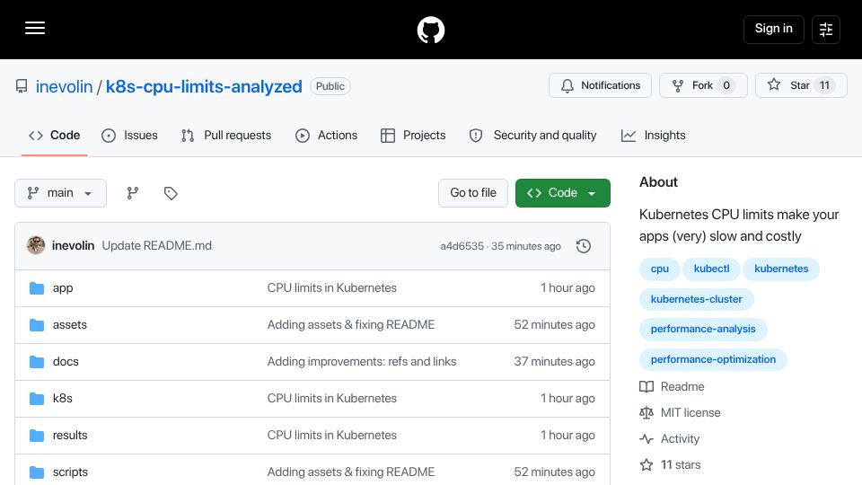 Screenshot of github.com: For the love of god stop using CPU limits in Kubernetes