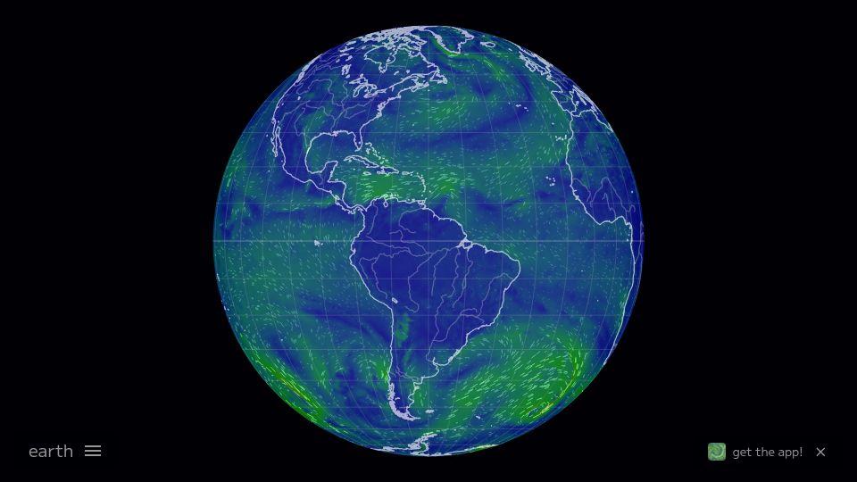 Screenshot of earth.nullschool.net: Earth.nullschool.net