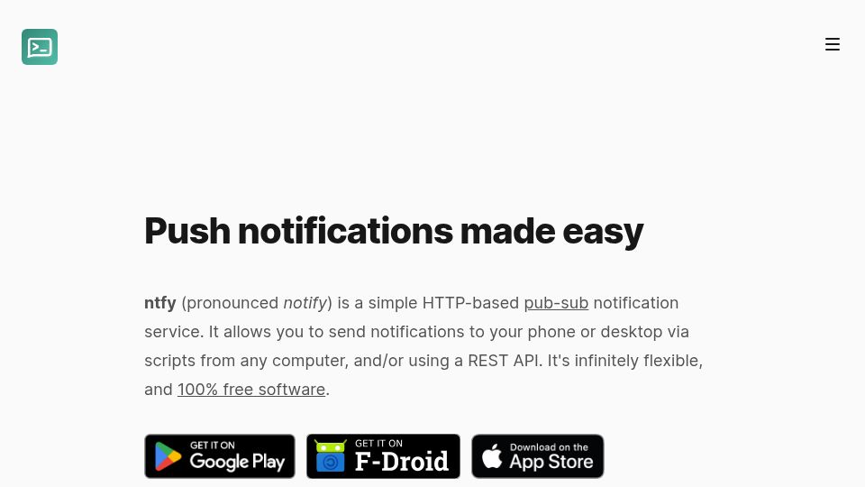 Screenshot of ntfy.sh: Ntfy – open-source Push to Mobile