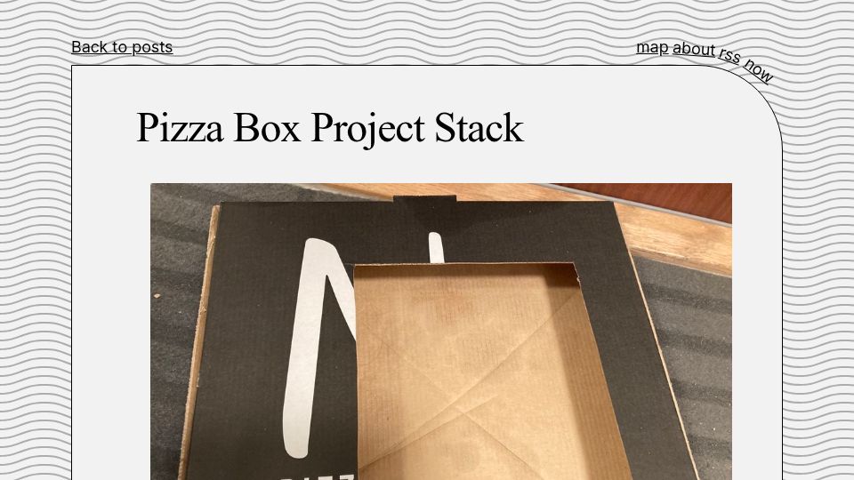 Screenshot of cblgh.org: Pizza Box Project Stack