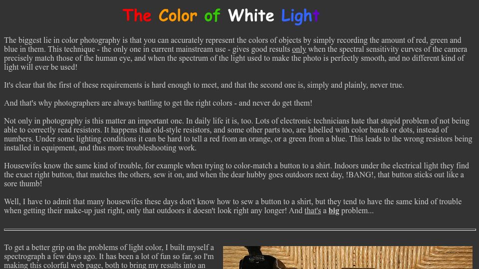 Screenshot of ludens.cl: The Color of White Light