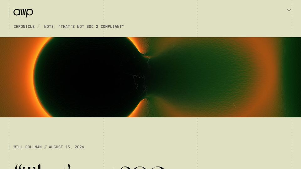 Screenshot of ampcode.com: "That's not SOC 2 compliant"