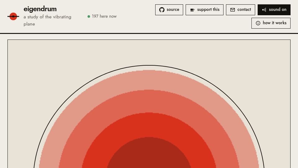 Screenshot of baselashraf81.github.io: Show HN: Eigendrum - Draw any shape and hear what it sounds like as a drum
