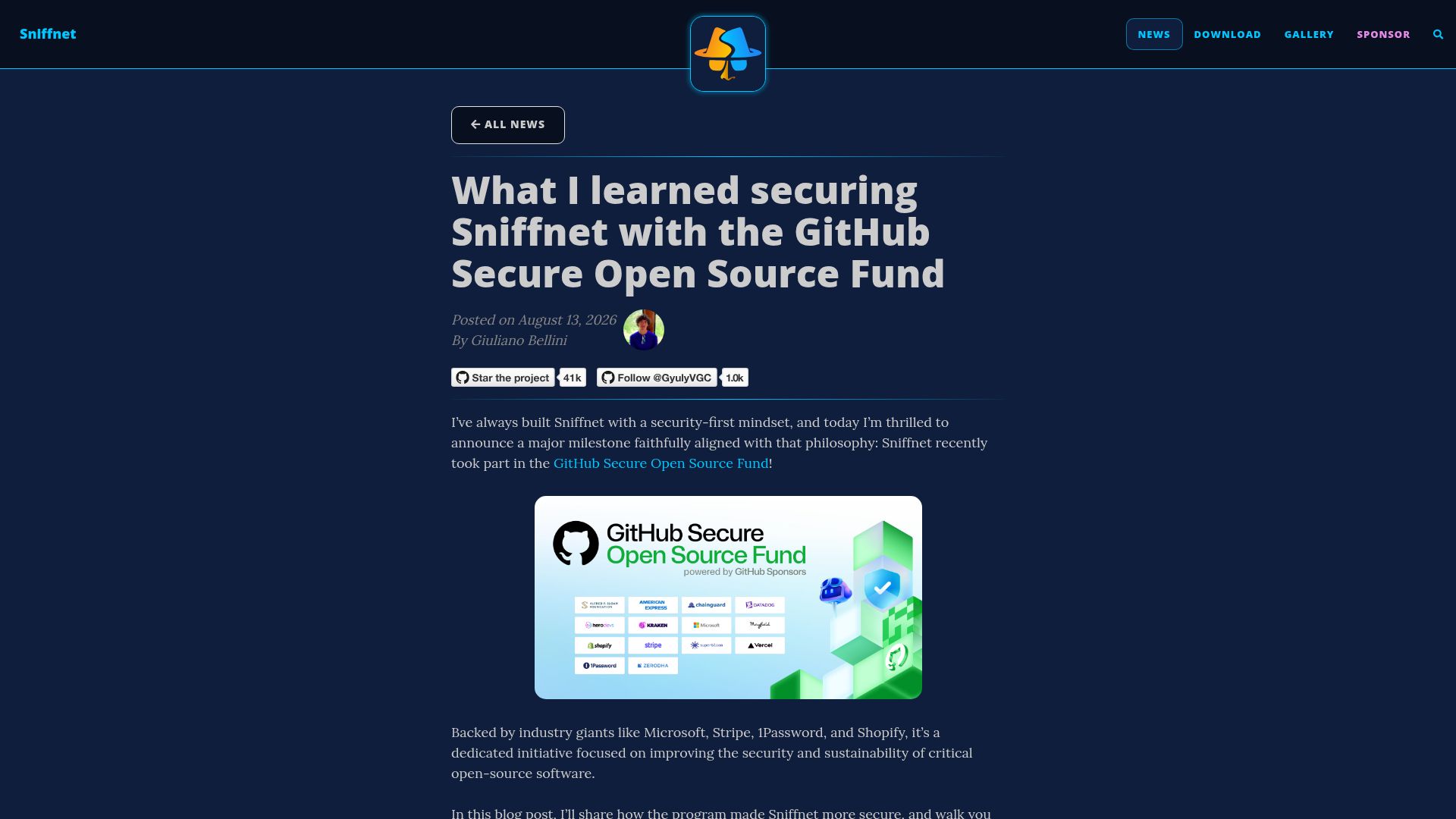 Screenshot of sniffnet.app: What I Learned Securing Sniffnet with the GitHub Secure Open Source Fund