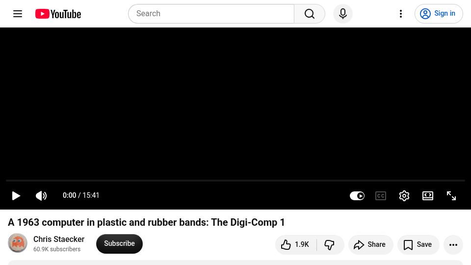 Screenshot of youtube.com: Plastic mechanical computer from 1963: The Digi-Comp 1 [video]