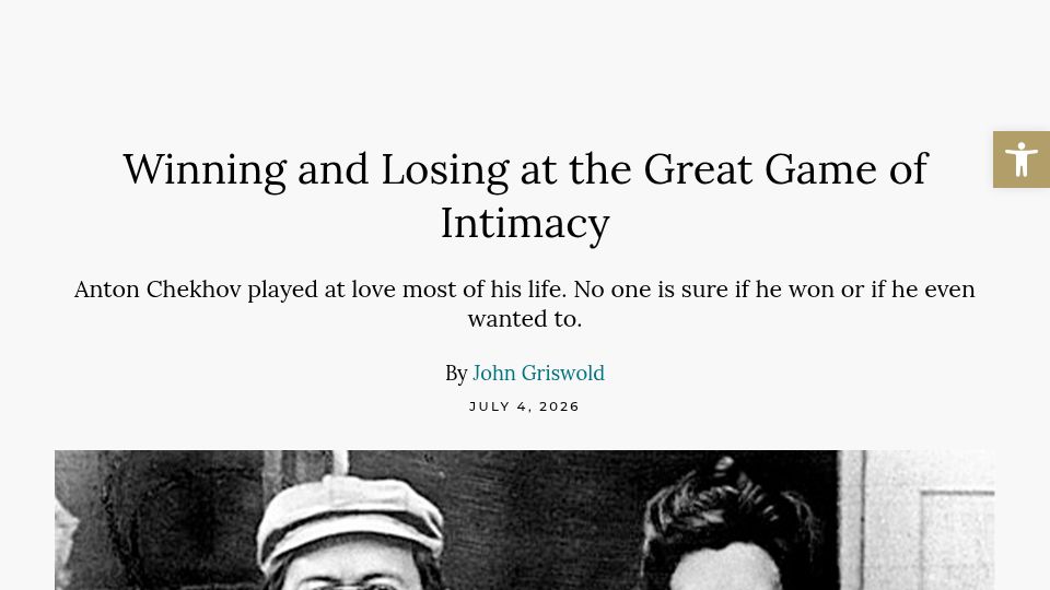 Screenshot of commonreader.wustl.edu: Anton Chekhov played at love most of his life