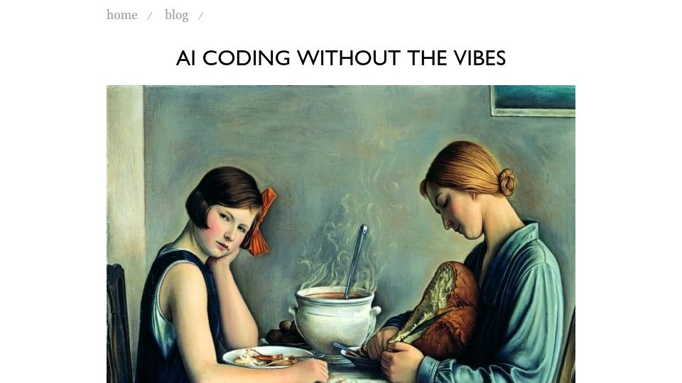 Screenshot of peterbloem.nl: AI Coding Without the Vibes