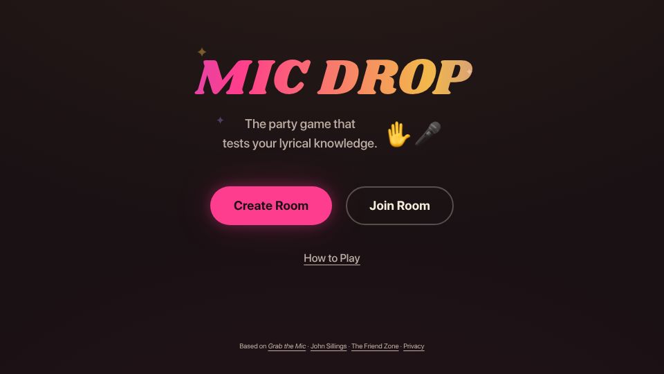 Screenshot of micdrop.gg: Show HN: Mic Drop, a real-time multiplayer karaoke game