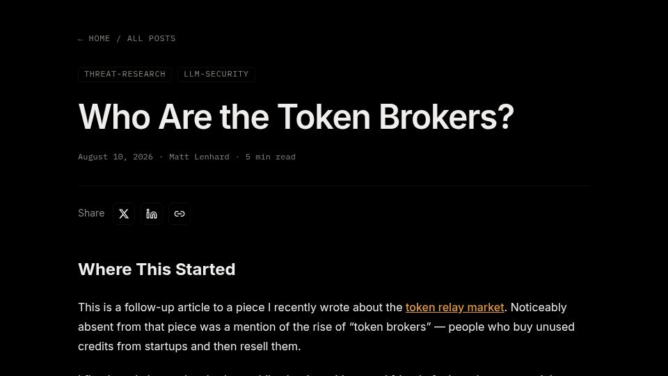 Screenshot of vectoral.com: The AI Credit Resale Economy