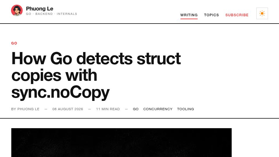 Screenshot of func25.dev: How Go detects struct copies with sync.noCopy