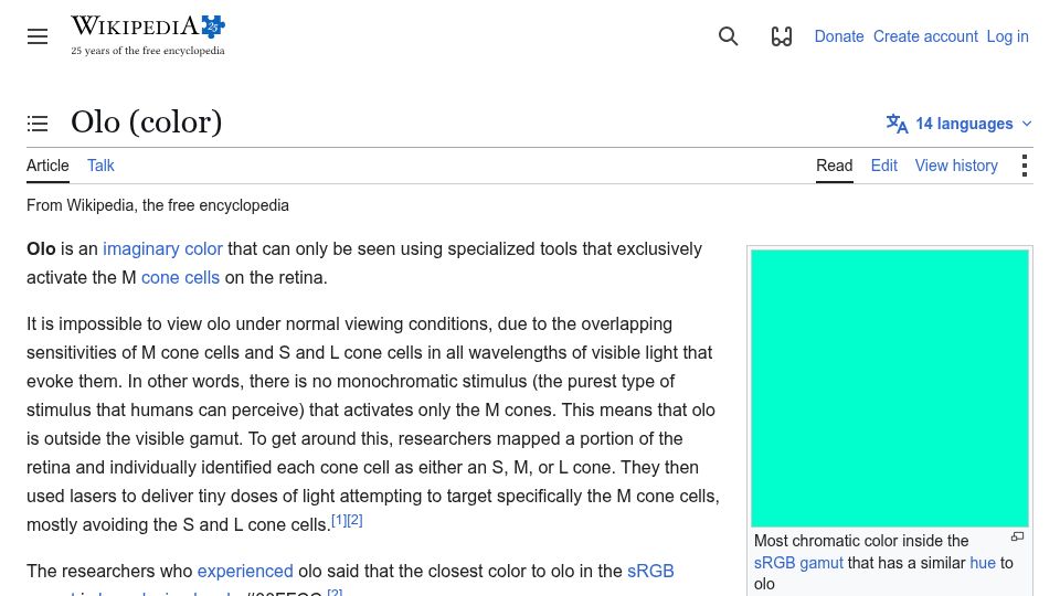 Screenshot of en.wikipedia.org: Olo (Color)