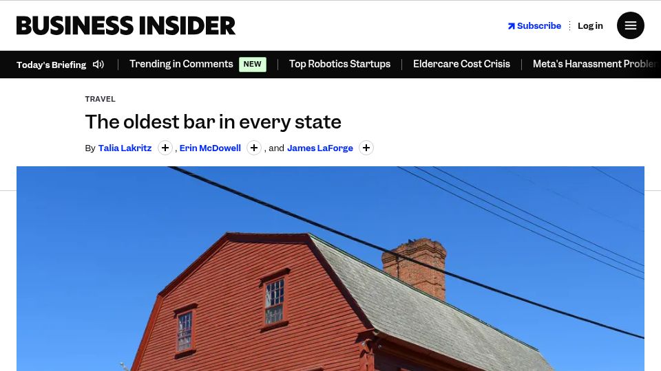 Screenshot of businessinsider.com: The oldest bar in every state