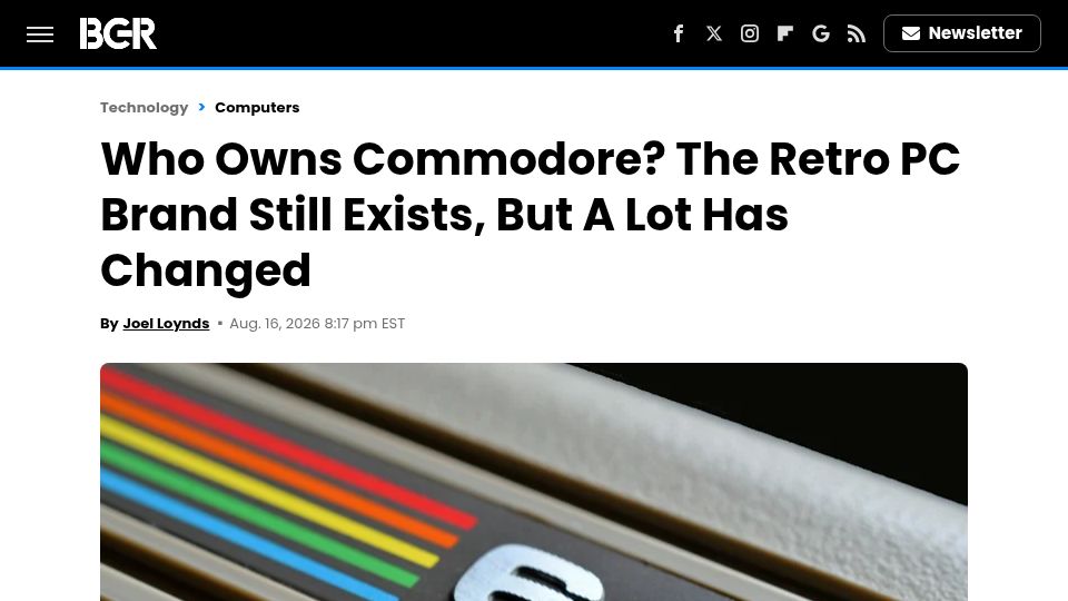 Screenshot of bgr.com: Who Owns Commodore? The Retro PC Brand Still Exists, but a Lot Has Changed