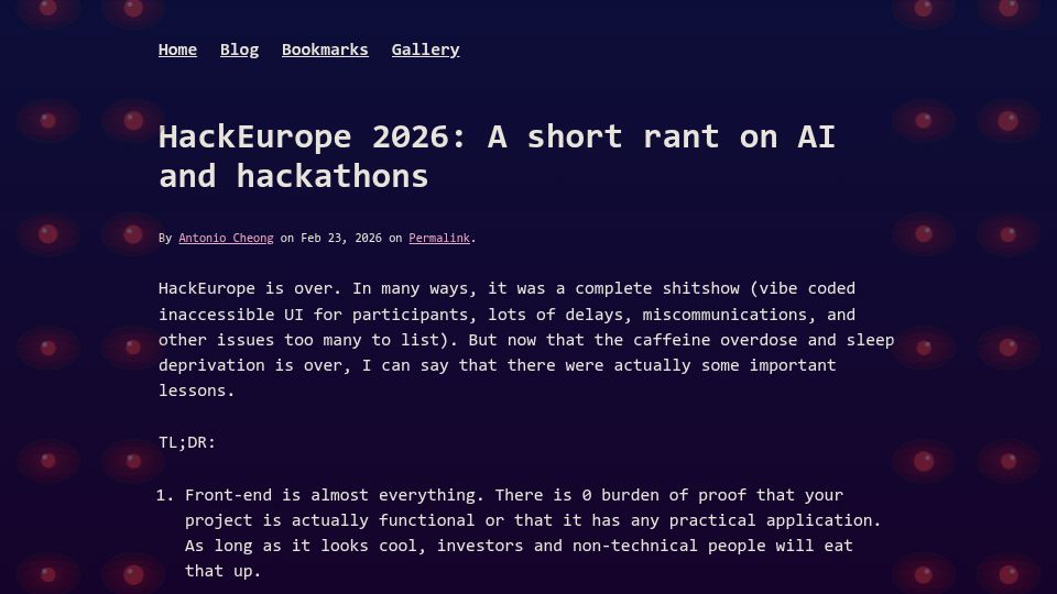 Screenshot of duti.dev: HackEurope 2026: A short rant on AI and hackathons