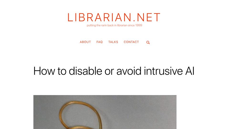 Screenshot of librarian.net: How to disable or avoid intrusive AI