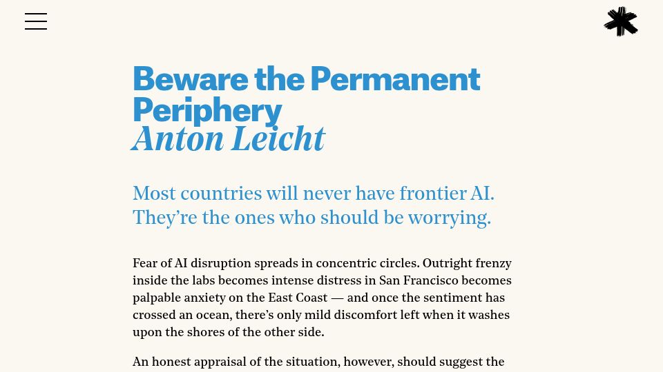 Screenshot of asteriskmag.com: Beware the Permanent Periphery