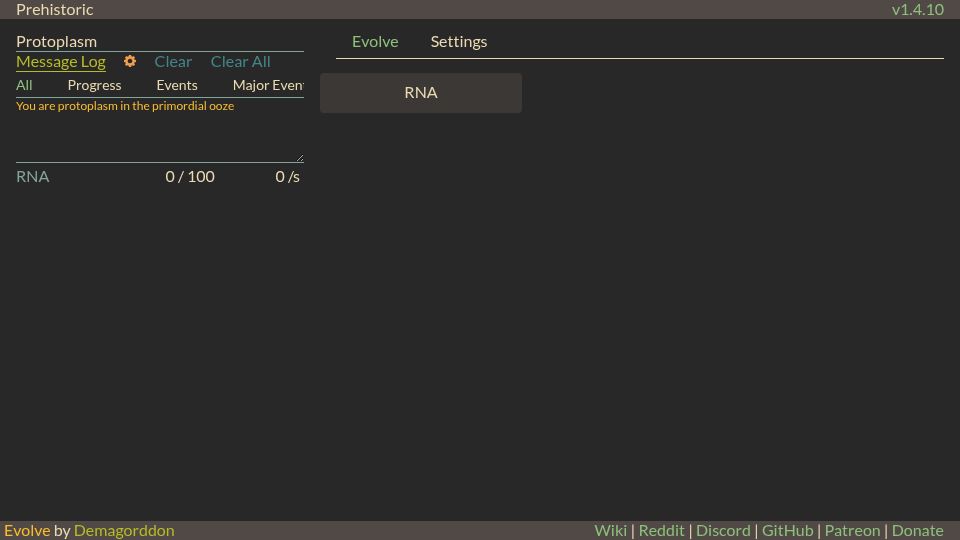 Screenshot of pmotschmann.github.io: Evolve: An incremental game about evolving a civilization