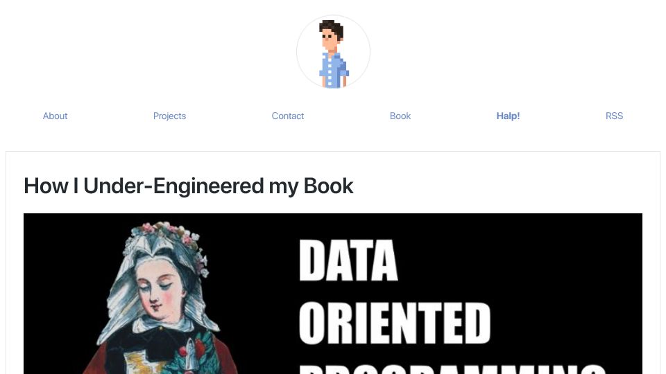 Screenshot of chriskiehl.com: How I Under-Engineered My Book