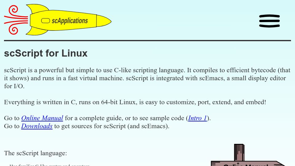 Screenshot of scapplications.com: scScript for Linux
