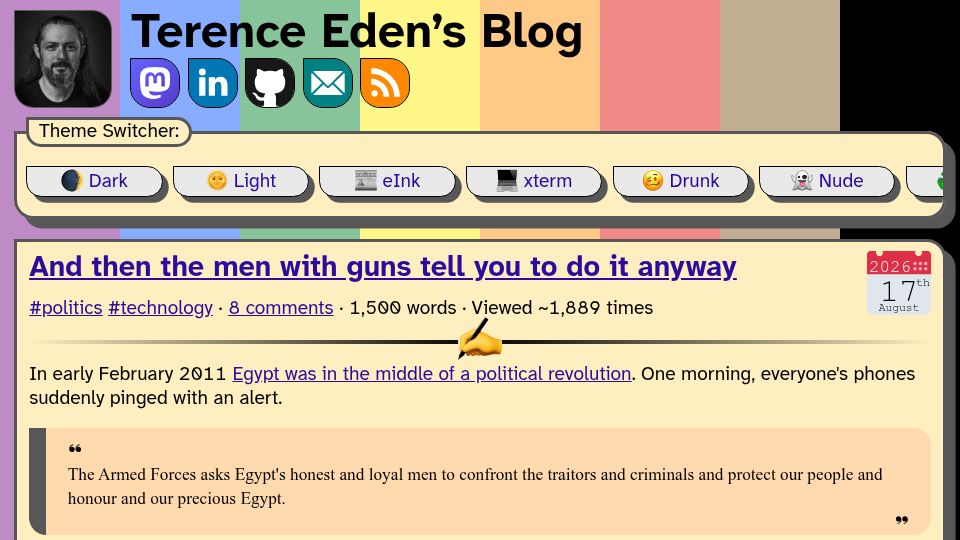 Screenshot of shkspr.mobi: And then the men with guns tell you to do it anyway