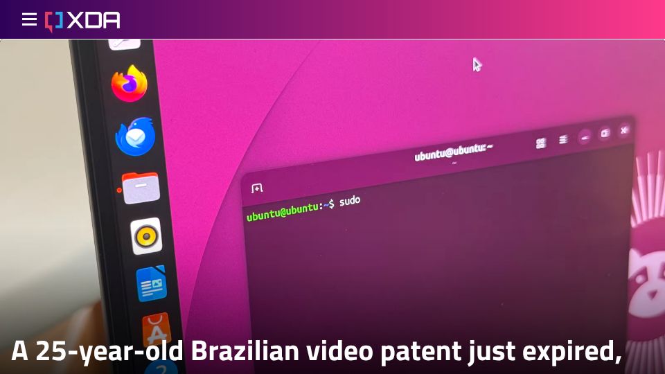 Screenshot of xda-developers.com: A 25-year-old video patent just expired, ending a legal headache for Linux
